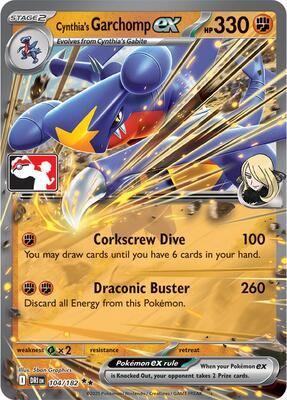 Cynthia's Garchomp ex - 104/182 card from Prize Pack Series Cards