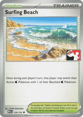Surfing Beach - 129/132 card from Prize Pack Series Cards