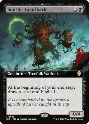 Sinister Gnarlbark (Extended Art) card from Commander: Lorwyn Eclipsed