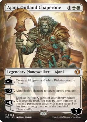 Ajani, Outland Chaperone (Borderless) card from Lorwyn Eclipsed