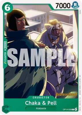 Chaka & Pell - OP14-030 card from The Azure Sea's Seven Release Event Cards