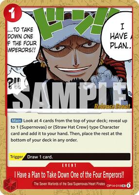 I Have a Plan to Take Down One of the Four Emperors!! card from The Azure Sea's Seven Release Event Cards