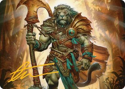 Ajani, Outland Chaperone Art Card (Gold-Stamped Signature) card from Art Series: Lorwyn Eclipsed
