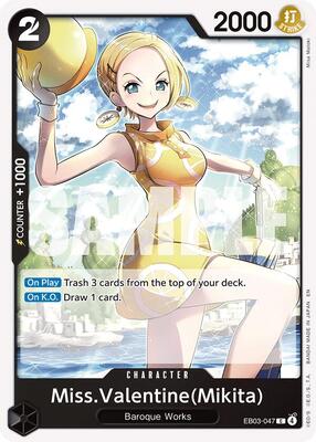 Miss.Valentine(Mikita) card from Extra Booster: One Piece Heroines Edition