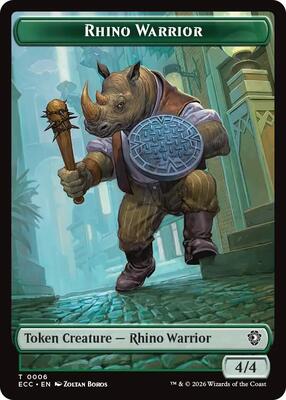 Rhino Warrior // Elemental (0009) Double-Sided Token card from Commander: Lorwyn Eclipsed
