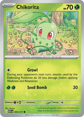 Chikorita card from ME: Ascended Heroes