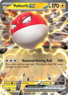 Voltorb ex card from ME: Ascended Heroes