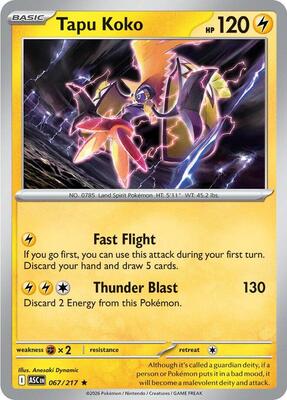 Tapu Koko card from ME: Ascended Heroes