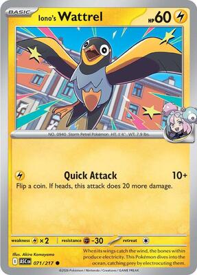 Iono's Wattrel - 071/217 card from ME: Ascended Heroes