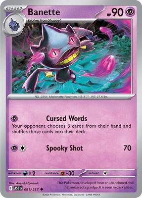 Banette - 091/217 card from ME: Ascended Heroes