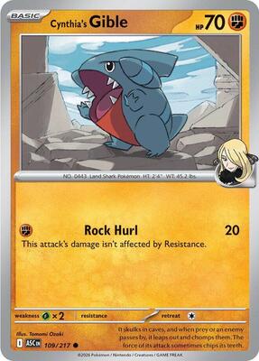 Cynthia's Gible card from ME: Ascended Heroes