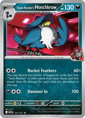 Team Rocket's Honchkrow card from ME: Ascended Heroes