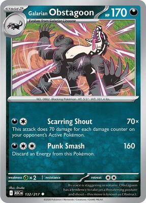 Galarian Obstagoon - 132/217 card from ME: Ascended Heroes