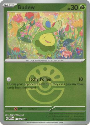 Budew - 016/217 (Friend Ball) card from ME: Ascended Heroes