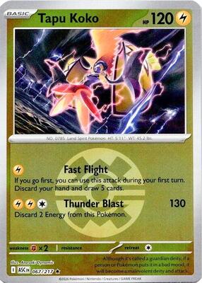 Tapu Koko (Quick Ball) card from ME: Ascended Heroes