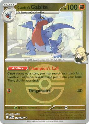 Cynthia's Gabite (Poke Ball) card from ME: Ascended Heroes