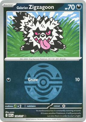 Galarian Zigzagoon (Dusk Ball) card from ME: Ascended Heroes