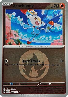 Scorbunny - 036/217 (Energy Symbol Pattern) card from ME: Ascended Heroes