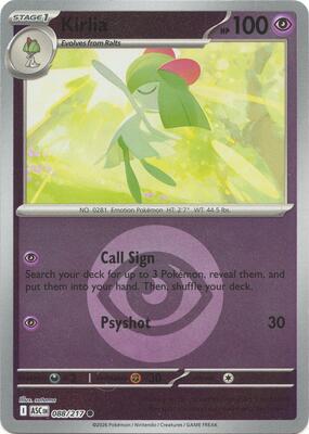 Kirlia (Energy Symbol Pattern) card from ME: Ascended Heroes