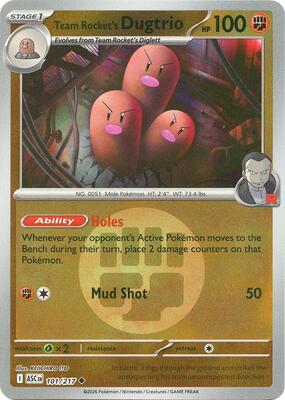 Team Rocket's Dugtrio - 101/217 (Energy Symbol Pattern) card from ME: Ascended Heroes