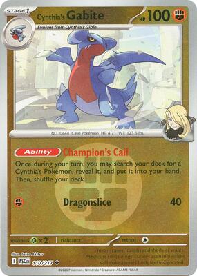 Cynthia's Gabite (Energy Symbol Pattern) card from ME: Ascended Heroes
