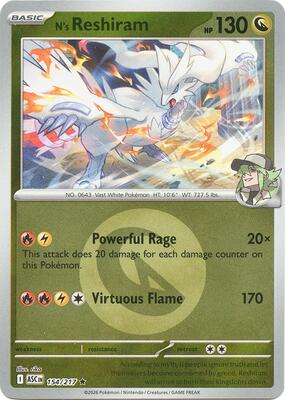 N's Reshiram (Energy Symbol Pattern) card from ME: Ascended Heroes