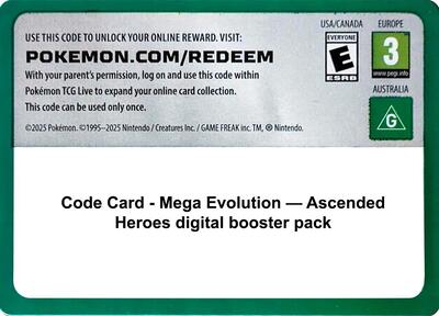 Code Card - Ascended Heroes Booster Pack card from ME: Ascended Heroes