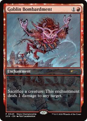 Goblin Bombardment card from Game Day & Store Championship Promos
