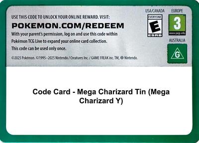 Code Card - Mega Charizard Tin (Mega Charizard Y) card from Miscellaneous Cards & Products