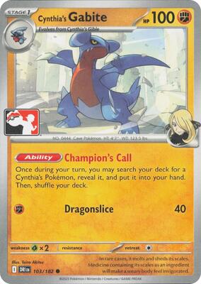 Cynthia's Gabite - 103/182 card from Prize Pack Series Cards