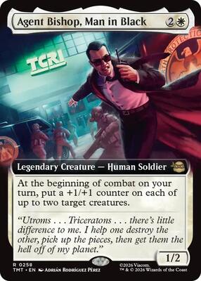 Agent Bishop, Man in Black (Extended Art) card from Teenage Mutant Ninja Turtles