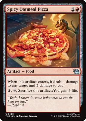 Spicy Oatmeal Pizza card from Teenage Mutant Ninja Turtles