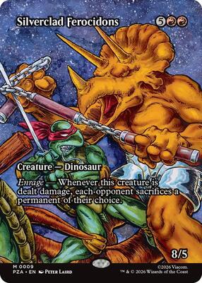 Silverclad Ferocidons (Borderless) card from Teenage Mutant Ninja Turtles Source Material