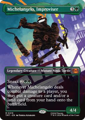 Michelangelo, Improviser (Borderless) card from Teenage Mutant Ninja Turtles