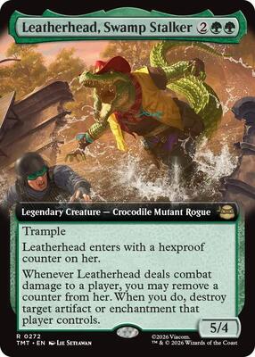 Leatherhead, Swamp Stalker (Extended Art) card from Teenage Mutant Ninja Turtles