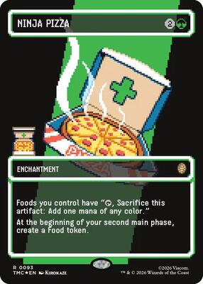 Ninja Pizza (Borderless) (Surge Foil) card from Commander: Teenage Mutant Ninja Turtles