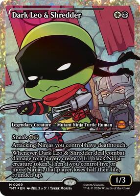 Dark Leo & Shredder (Showcase) (Fracture Foil) card from Teenage Mutant Ninja Turtles
