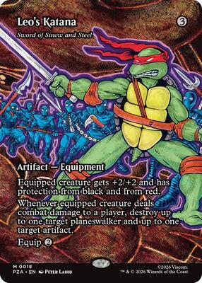 Leo's Katana - Sword of Sinew and Steel (Borderless) card from Teenage Mutant Ninja Turtles Source Material