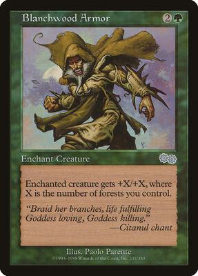 Blanchwood Armor card from Urza's Saga
