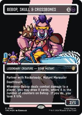 Bebop, Skull & Crossbones (Borderless) (Surge Foil) card from Commander: Teenage Mutant Ninja Turtles