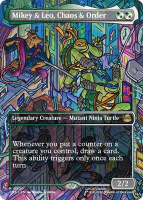 Mikey & Leo, Chaos & Order (Borderless) card from Teenage Mutant Ninja Turtles