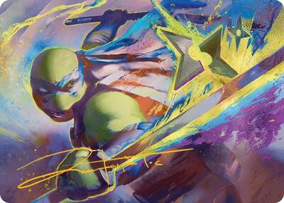 Leonardo's Technique Art Card (Gold-Stamped Signature) card from Art Series: Teenage Mutant Ninja Turtles