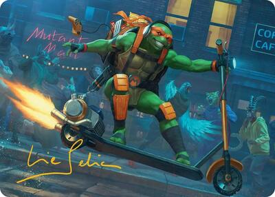 Michelangelo, On the Scene Art Card (Gold-Stamped Signature) card from Art Series: Teenage Mutant Ninja Turtles