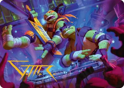 Mikey & Don, Party Planners Art Card (Gold-Stamped Signature) card from Art Series: Teenage Mutant Ninja Turtles