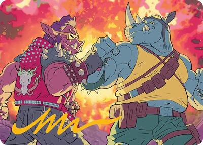 Bebop & Rocksteady Art Card (Gold-Stamped Signature) card from Art Series: Teenage Mutant Ninja Turtles