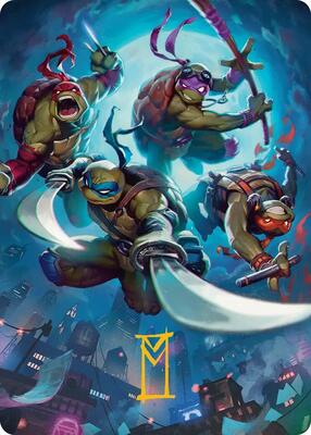 Heroes in a Half Shell Art Card (Gold-Stamped Signature) card from Art Series: Teenage Mutant Ninja Turtles
