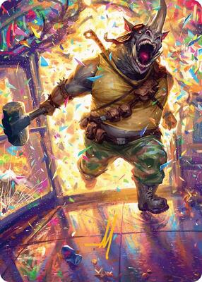 Rocksteady, Rowdy Rhino Art Card (Gold-Stamped Signature) card from Art Series: Teenage Mutant Ninja Turtles