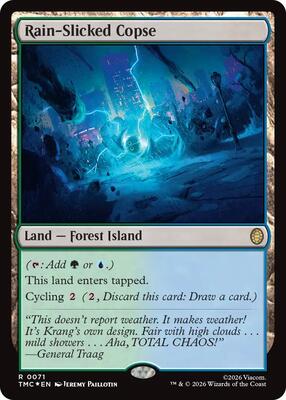 Rain-Slicked Copse (Surge Foil) card from Commander: Teenage Mutant Ninja Turtles