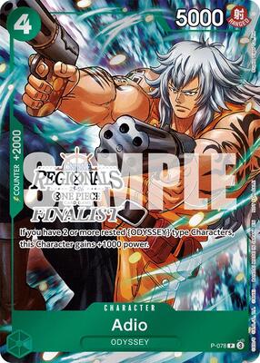 Adio (Online Regional Finalist Card Set 2025 Vol.1) card from One Piece Promotion Cards