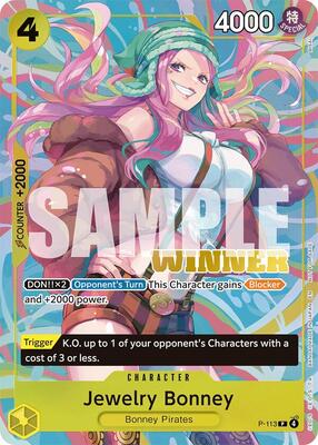 Jewelry Bonney (Heroines Battle Winner Pack) card from One Piece Promotion Cards